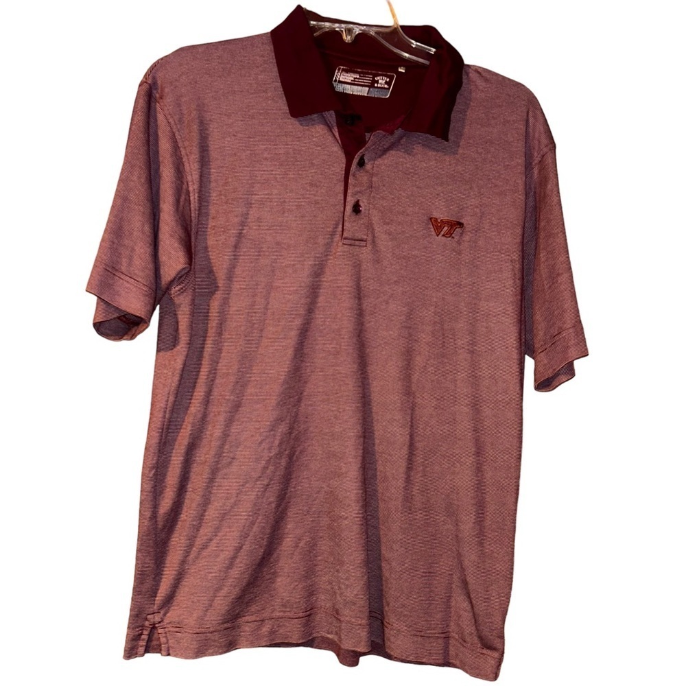 Cutter & Buck Virginia tech va tech Hokies burgundy polo shirt top Large L golf